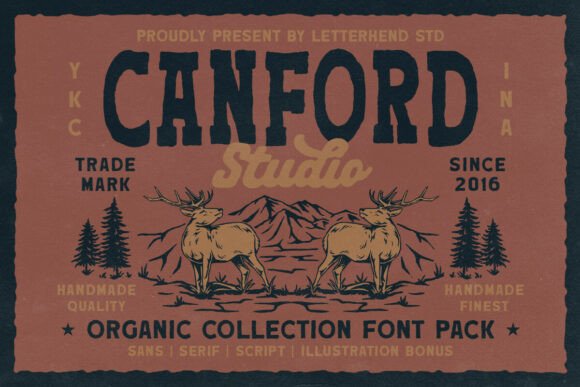 Canford Trio Typeface for Vintage Outdoor Campaigns